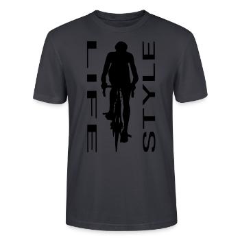 Radfahren - Stanley/Stella Unisex Bio-T-Shirt CRAFTER - Dunkles Graublau - Vorne - Alina (178cm) & Michal (187cm)