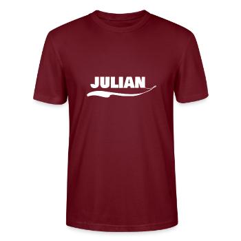 Geschenk für Julian - Stanley/Stella Unisex Bio-T-Shirt CRAFTER - Burgunderrot - Vorne - Alina (178cm) & Michal (187cm)