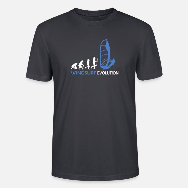 Windsurfen Evolution Geschenkideen - Stanley/Stella Unisex Bio-T-Shirt CRAFTER - Dunkles Graublau