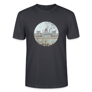Budapester Stadtparlament - Stanley/Stella Unisex Bio-T-Shirt CRAFTER - Dunkles Graublau - Vorne - Alina (178cm) & Michal (187cm)