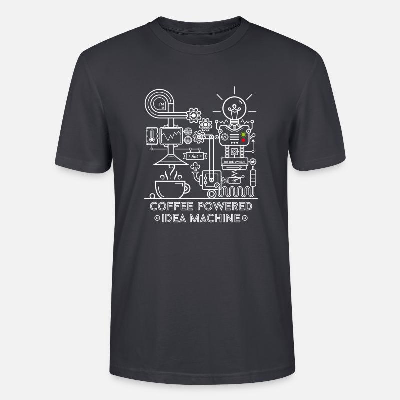 Coffee powered Idea Machine - T-shirt bio CRAFTER Stanley Stella Unisexe - bleu gris foncé