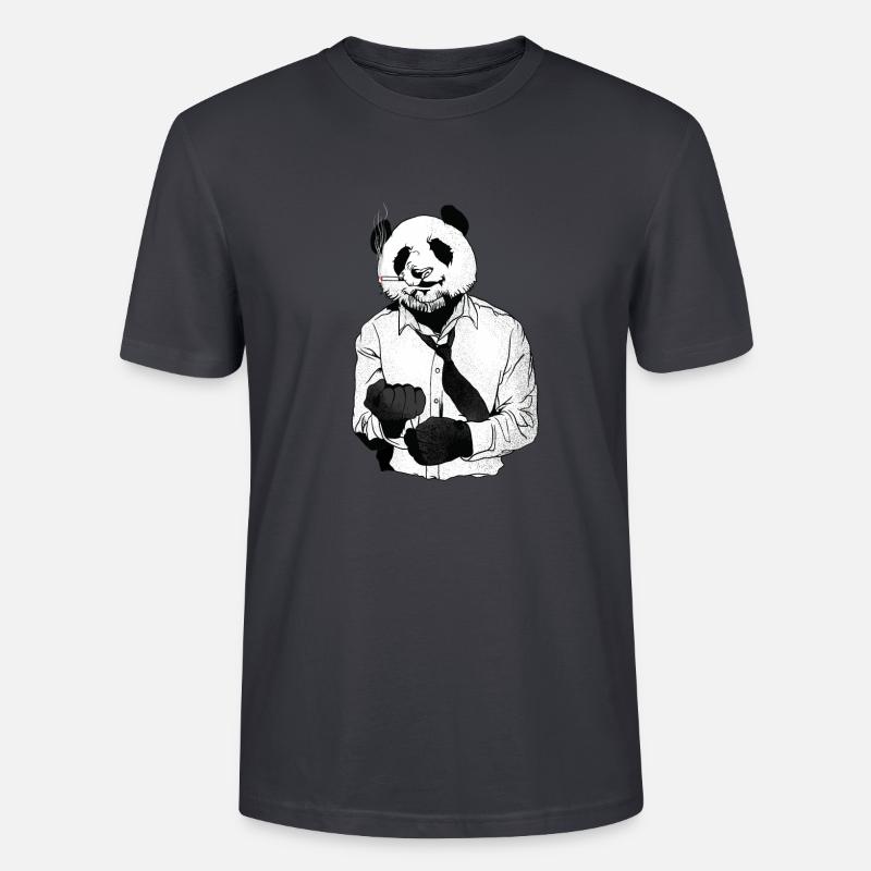 Panda - Ready to Rumble - Stanley/Stella Unisex Bio-T-Shirt CRAFTER - Dunkles Graublau