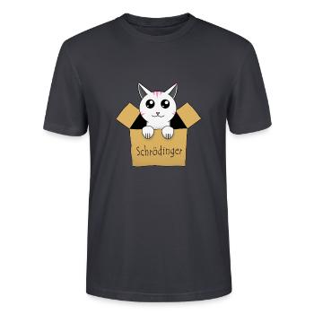 Schrödingers Katze in einer Kiste - Stanley/Stella Unisex Bio-T-Shirt CRAFTER - Dunkles Graublau - Vorne - Alina (178cm) & Michal (187cm)