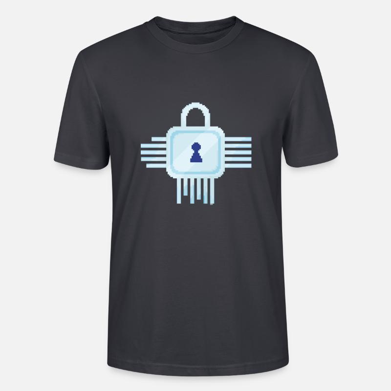 Serrure informatique Retro Pixel - T-shirt bio CRAFTER Stanley Stella Unisexe - bleu gris foncé