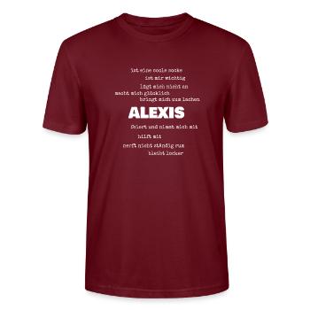 Alexis als Sprüche - Stanley/Stella Unisex Bio-T-Shirt CRAFTER - Burgunderrot - Vorne - Alina (178cm) & Michal (187cm)