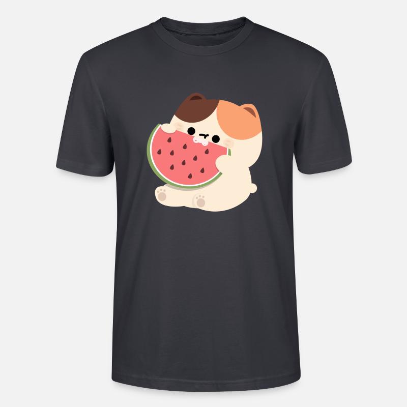 Tortie Chat Pastèque - T-shirt bio CRAFTER Stanley Stella Unisexe - bleu gris foncé