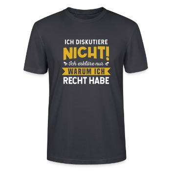 Alleswisser Großmaul Besserwisser Klugscheißer - Stanley/Stella Unisex Bio-T-Shirt CRAFTER - Dunkles Graublau - Vorne - Alina (178cm) & Michal (187cm)