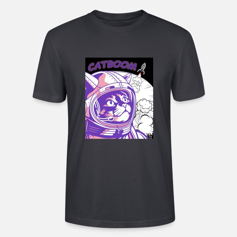 CATBOOM Comic Book Space Katzenexplosion - Stanley/Stella Unisex Bio-T-Shirt CRAFTER - Dunkles Graublau