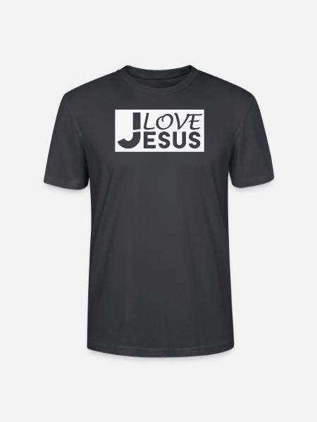 I LOVE JESUS. - Stanley/Stella Unisex Bio-T-Shirt CRAFTER - Dunkles Graublau