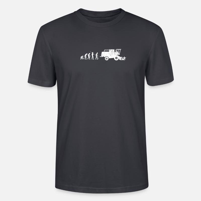 Évolution des moissonneuses-batteuses agricoles - T-shirt bio CRAFTER Stanley Stella Unisexe - bleu gris foncé