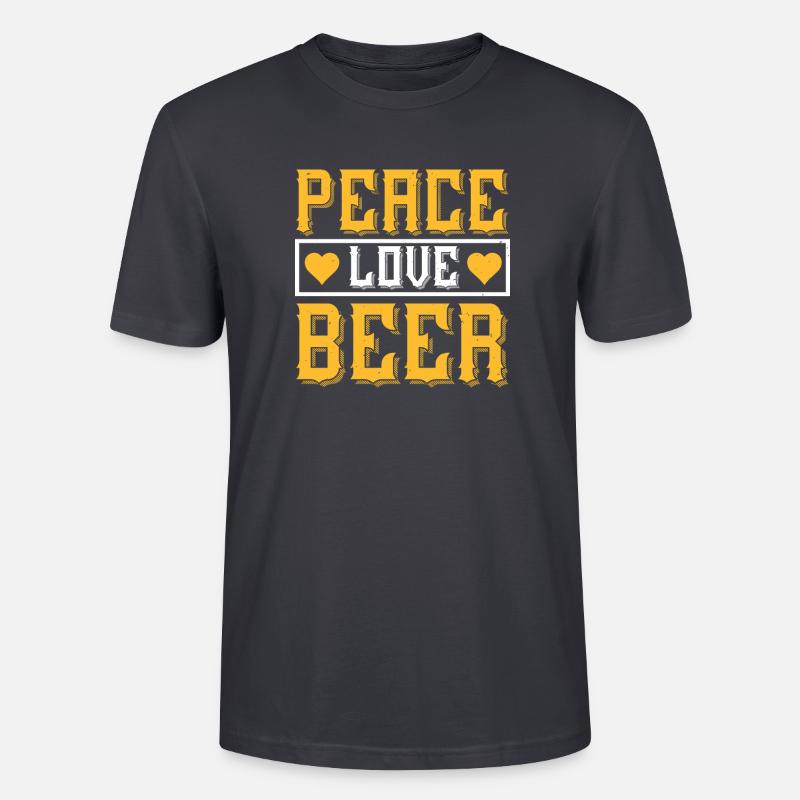 Frieden, Liebe, Bier - Stanley/Stella Unisex Bio-T-Shirt CRAFTER - Dunkles Graublau