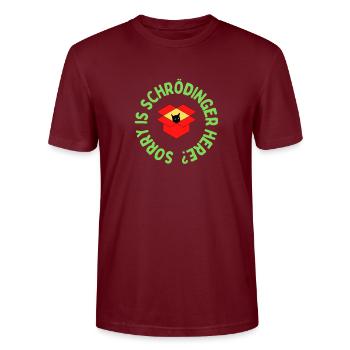 Schrödinger's cat - Stanley/Stella CRAFTER Unisex Organic T-Shirt - burgundy - Front - Alina (178cm) & Michal (187cm)