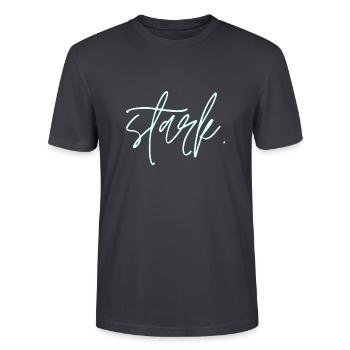du bist stark. jes 41.10 - Stanley/Stella Unisex Bio-T-Shirt CRAFTER - Dunkles Graublau - Vorne - Alina (178cm) & Michal (187cm)