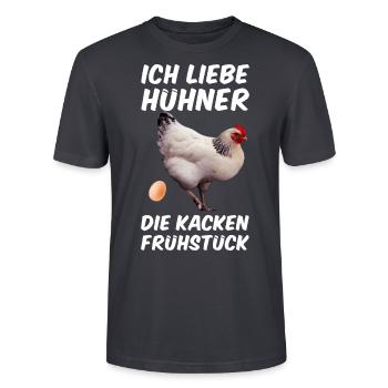 Huhn - Stanley/Stella Unisex Bio-T-Shirt CRAFTER - Dunkles Graublau - Vorne - Alina (178cm) & Michal (187cm)