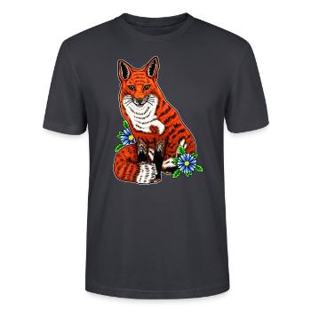 Fuchs - Stanley/Stella Unisex Bio-T-Shirt CRAFTER - Dunkles Graublau - Vorne - Alina (178cm) & Michal (187cm)