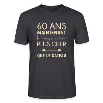 60 ans anniversaire - T-shirt bio CRAFTER Stanley Stella Unisexe - bleu gris foncé - Devant - Alina (178cm) & Michal (187cm)