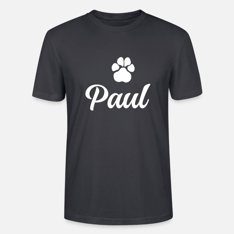 Hundename PAUL mit Pfote - Stanley/Stella Unisex Bio-T-Shirt CRAFTER - Dunkles Graublau