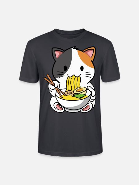 Cat ramen noodle soup - Stanley/Stella CRAFTER Unisex Organic T-Shirt - India Ink Grey
