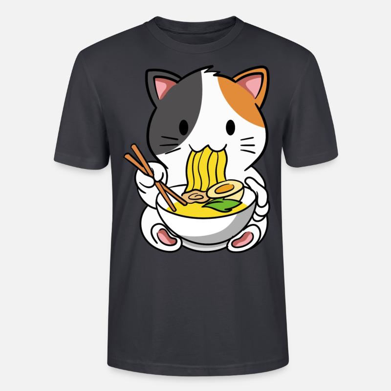 Katze Ramen Nudelsuppe - Stanley/Stella Unisex Bio-T-Shirt CRAFTER - Dunkles Graublau