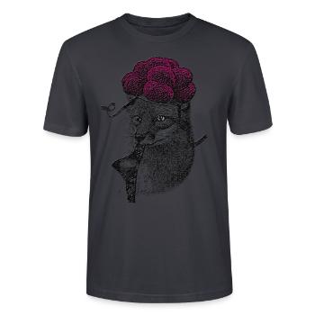 Nana Renard avec chapeau de la forêt noire et string - T-shirt bio CRAFTER Stanley Stella Unisexe - bleu gris foncé - Devant - Alina (178cm) & Michal (187cm)
