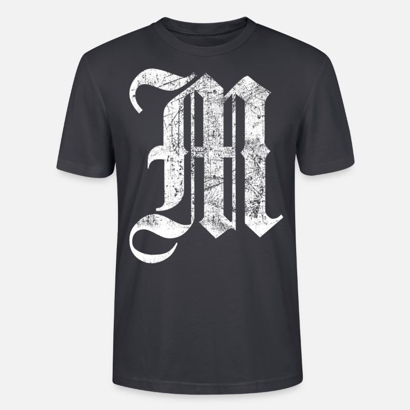 Tshirt alphabet initial M - T-shirt bio CRAFTER Stanley Stella Unisexe - bleu gris foncé