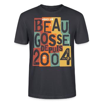 anniversaire 18 ans beau gosse majorité - T-shirt bio CRAFTER Stanley Stella Unisexe - bleu gris foncé - Devant - Alina (178cm) & Michal (187cm)