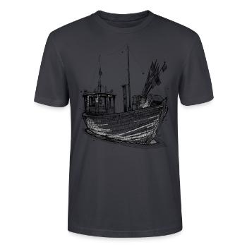 Bateau de pêche de la mer Baltique - T-shirt bio CRAFTER Stanley Stella Unisexe - bleu gris foncé - Devant - Alina (178cm) & Michal (187cm)