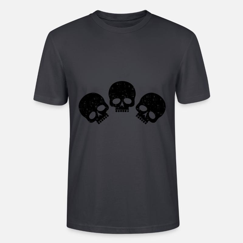 Drei Totenköpfe | distressed Totenköpfe - Stanley/Stella Unisex Bio-T-Shirt CRAFTER - Dunkles Graublau