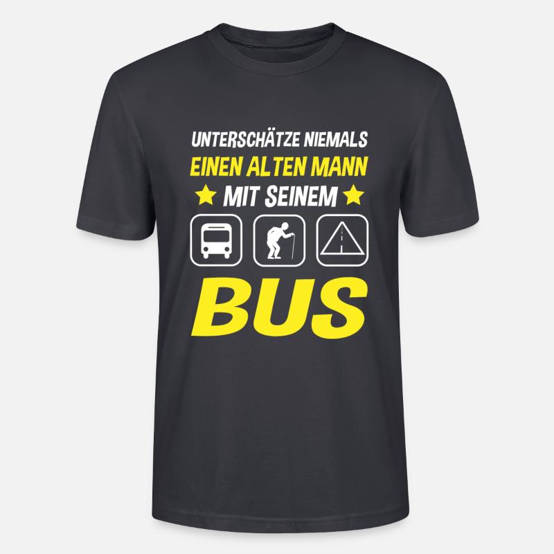 Busfahrer Alter Mann Opa Bus Rente Geschenkidee - Stanley/Stella Unisex Bio-T-Shirt CRAFTER - Dunkles Graublau