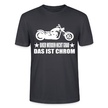 Motorrad - Stanley/Stella Unisex Bio-T-Shirt CRAFTER - Dunkles Graublau - Vorne - Alina (178cm) & Michal (187cm)