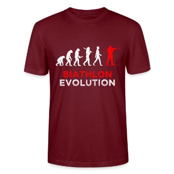 Biathlon Evolution Biathlete Saying - Stanley/Stella CRAFTER Unisex Organic T-Shirt - burgundy - Front - Alina (178cm) & Michal (187cm)