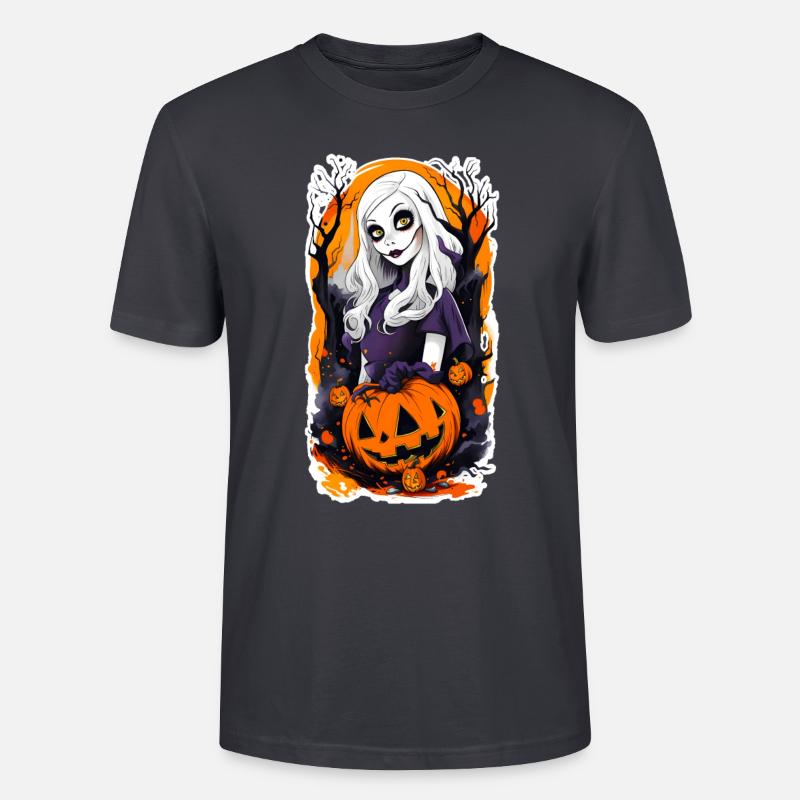 Halloween Grusselige Mädchen Puppe - Stanley/Stella Unisex Bio-T-Shirt CRAFTER - Dunkles Graublau