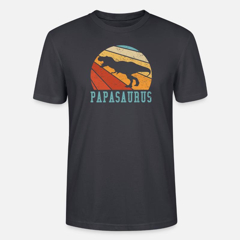 Papasaurus Papa Papi Vater Geschenkidee - Stanley/Stella Unisex Bio-T-Shirt CRAFTER - Dunkles Graublau