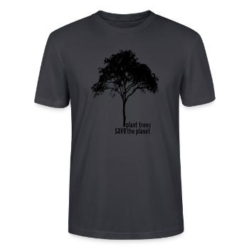 Plant trees save the planet - Stanley/Stella Unisex Bio-T-Shirt CRAFTER - Dunkles Graublau - Vorne - Alina (178cm) & Michal (187cm)