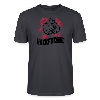 Hackfresse Lustig Beleidigung Zeigefinger - Stanley/Stella Unisex Bio-T-Shirt CRAFTER - Dunkles Graublau - Vorne - Alina (178cm) & Michal (187cm)