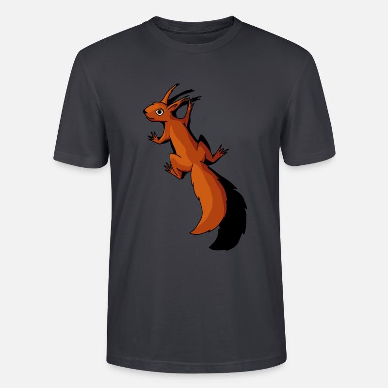 Eichhörnchen funky Tierchen Waldbewohner Geschenk - Stanley/Stella Unisex Bio-T-Shirt CRAFTER - Dunkles Graublau