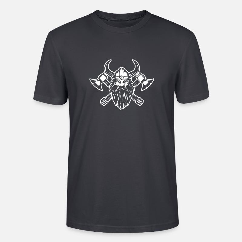 Wikinger mit Axt und Helm - Stanley/Stella Unisex Bio-T-Shirt CRAFTER - Dunkles Graublau