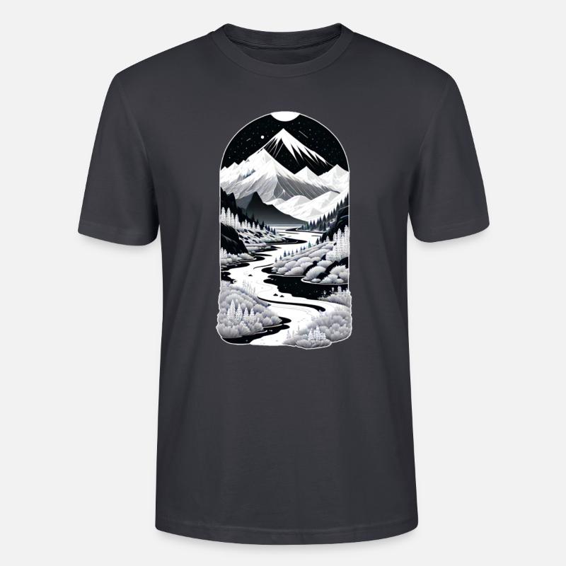 The Mountains 05 - Stanley/Stella Unisex Bio-T-Shirt CRAFTER - Dunkles Graublau