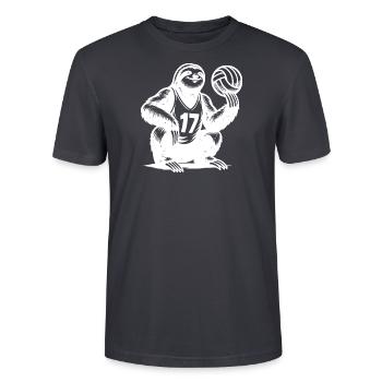 Faultier Volleyball Spieler Silhouette - Stanley/Stella Unisex Bio-T-Shirt CRAFTER - Dunkles Graublau - Vorne - Alina (178cm) & Michal (187cm)