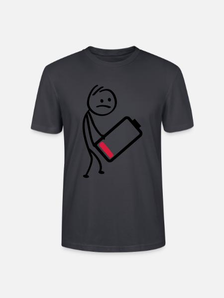 Batterioplader. Genopladeligt batteri, lavt niveau - Stanley Stella CRAFTER unisex økologisk-T-shirt - mørk gråblå