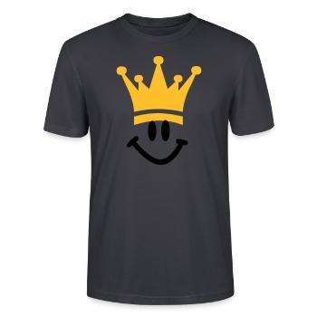Krone Lächeln König - Stanley/Stella Unisex Bio-T-Shirt CRAFTER - Dunkles Graublau - Vorne - Alina (178cm) & Michal (187cm)