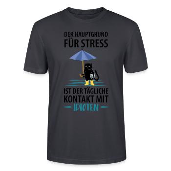 Gestresste Idioten - Stanley/Stella Unisex Bio-T-Shirt CRAFTER - Dunkles Graublau - Vorne - Alina (178cm) & Michal (187cm)
