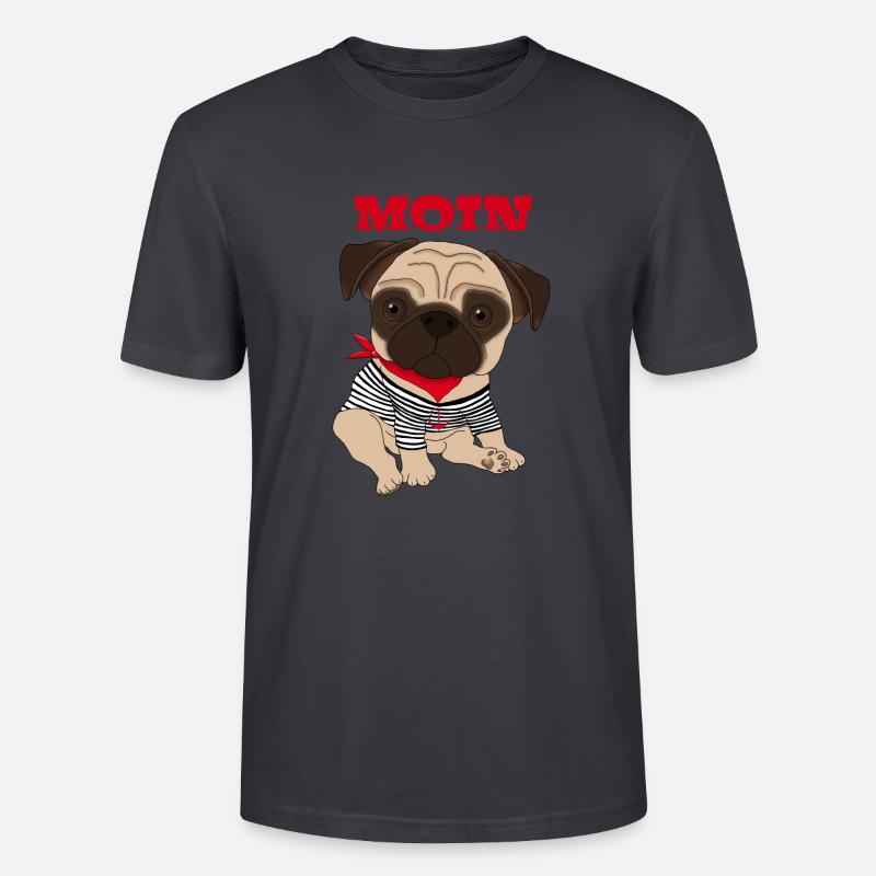 Moin Mops Hund Geschenkidee - Stanley/Stella Unisex Bio-T-Shirt CRAFTER - Dunkles Graublau