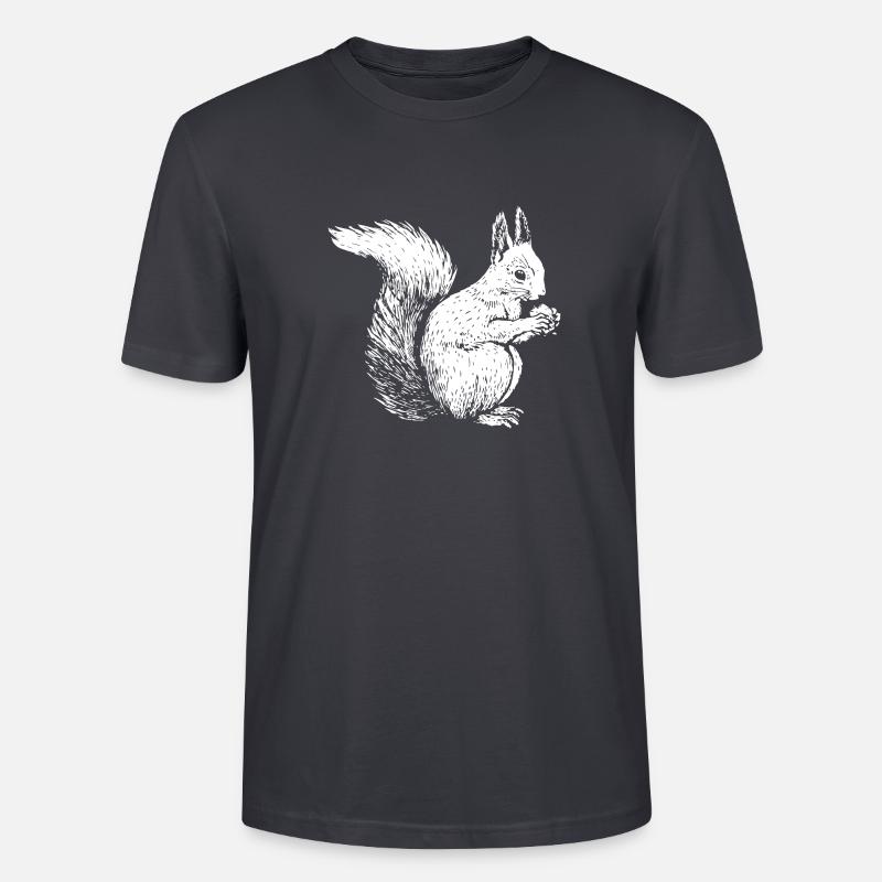 Tier des Waldes Eichhörnchen gezeichnet - Stanley/Stella Unisex Bio-T-Shirt CRAFTER - Dunkles Graublau