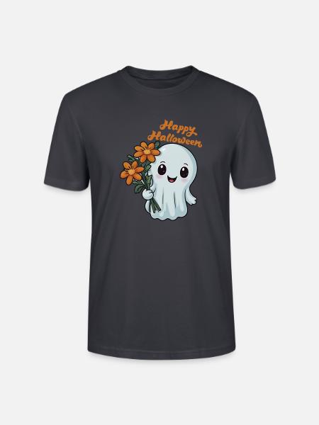 Happy Halloween Gespenst - Spooky Ghost - Stanley/Stella Unisex Bio-T-Shirt CRAFTER - Dunkles Graublau