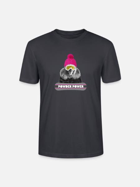 Powder Power Lion – Wintersportski - Stanley/Stella Unisex Bio-T-Shirt CRAFTER - Dunkles Graublau