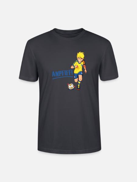 Teufelskicker Anpfiff Schriftzug Und Moritz - Stanley/Stella Unisex Bio-T-Shirt CRAFTER - Dunkles Graublau