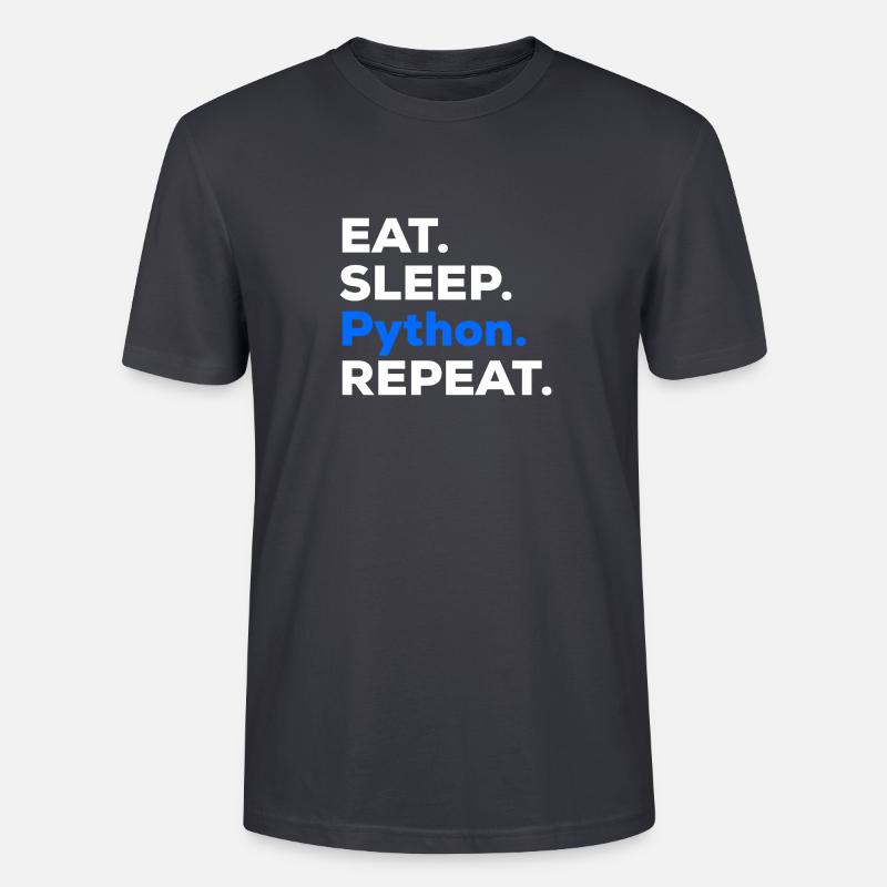 Eat Sleep Python Repeat - Stanley/Stella Unisex Bio-T-Shirt CRAFTER - Dunkles Graublau