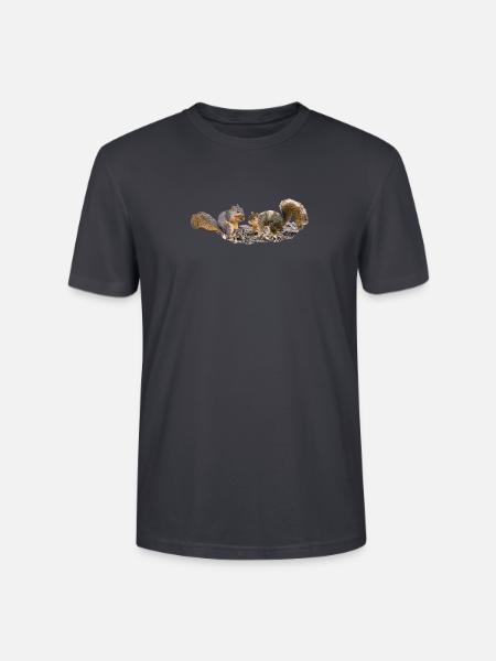 Eichhörnchen Paar mit Nuss Östliches Fuchshörnchen - Stanley/Stella Unisex Bio-T-Shirt CRAFTER - Dunkles Graublau