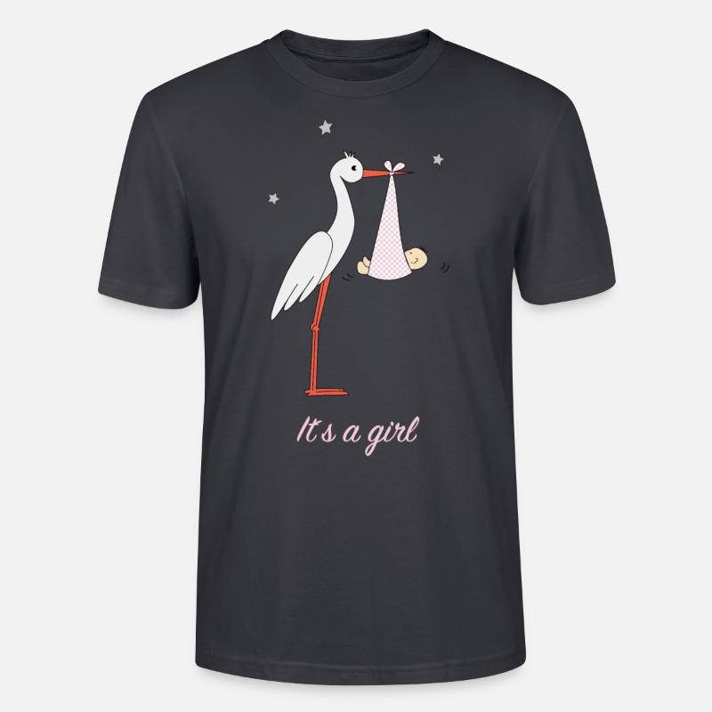 Storch mit Mädchen - Stanley/Stella Unisex Bio-T-Shirt CRAFTER - Dunkles Graublau